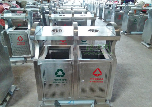 鋼板沖孔戶外分類(lèi)垃圾桶